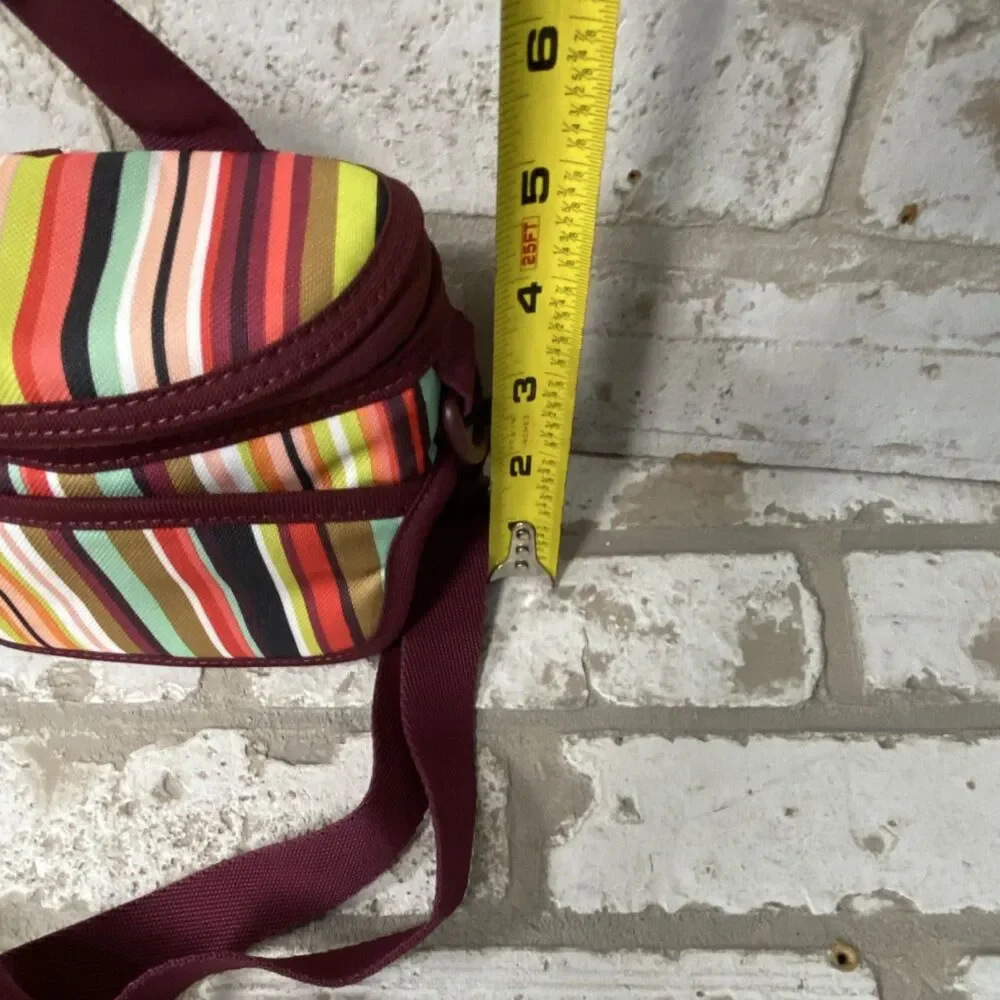 Bring Your Own Small Multicolor Striped Shoulder Bag with Zipper & Inner Pockets